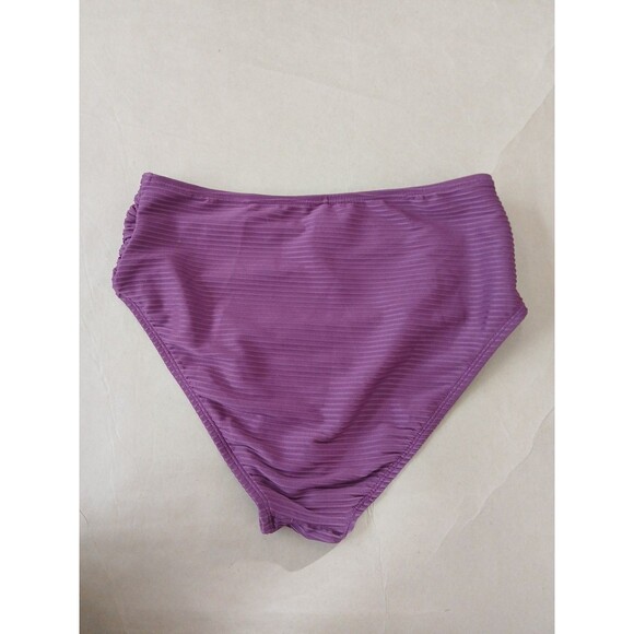 Cupshe Women's M Swimsuit Tankini Set Plum Ribbed Resortwear Vacation Swimwear - Picture 8 of 8